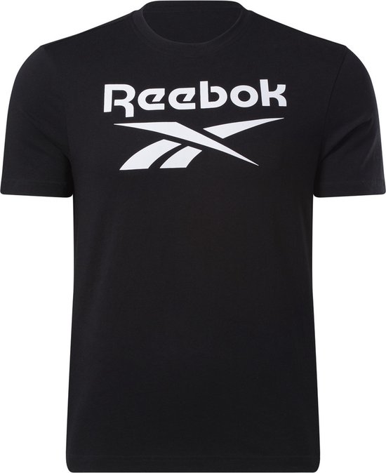 Reebok RI BIG STACKED LOGO TEE - Heren T-shirt - Zwart - Maat M