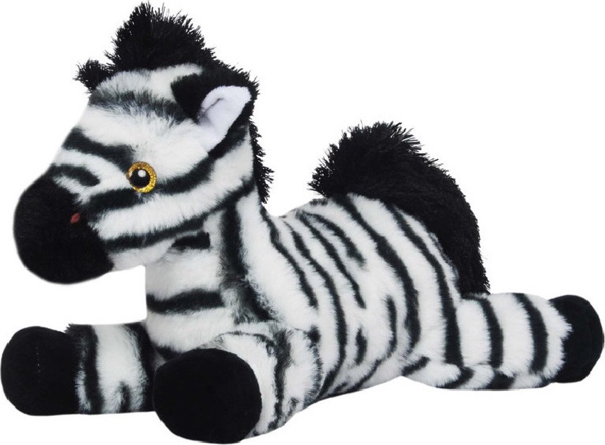 Knuffeldier Zebra Zowie - zachte pluche stof - wilde dieren knuffels - wit/zwart - 30 cm