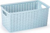 Plasticforte Opbergmand - Kastmand - rotan kunststof - ijsblauw - 5 Liter - 15 x 28 x 13 cm