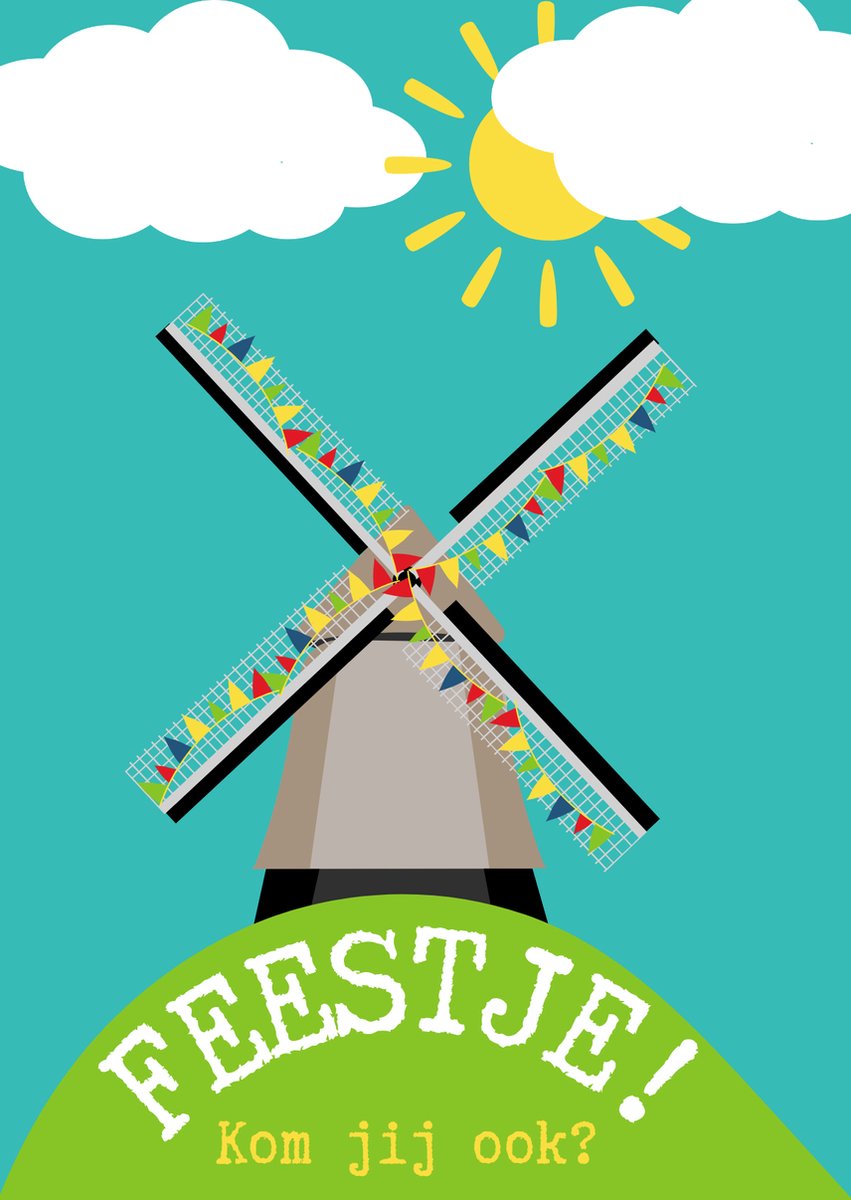 Lise Schrijft | Uitnodiging Kinderfeestje | Duurzaam | Jongen | Meisje | 15 ECO-kaarten | Molen | met leuke duurzame SLUITSTICKER | inclusief witte duurzame ENVELOP | FSC Mix credit, EU Ecolabel, ECF gecertificeerd