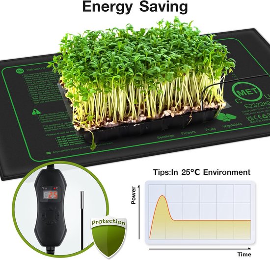 Warmtemat Planten - Met Thermostaat - 25 x 52 cm - 50W - Waterdicht - Kweekmat - Kweekmat verwarmingsmat - Warmtemat Planten Kweken - Verwarmingsmat Planten - Propagator