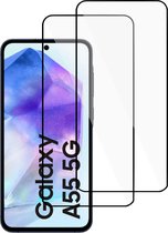 2x Screenprotector geschikt voor Samsung Galaxy A55 - Gehard Glas - Full Proteqt+