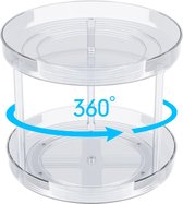 Set van 2, Feelhap draaibaar kruidenrek van kunststof, 23,5 cm transparante draaitafel keukenorganizer, 360 graden draaibaar kruidenrek voor bewaarpotten en kruiden