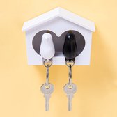 Qualy porte-clés nichoir Sparrow Couple - Blanc - Noir