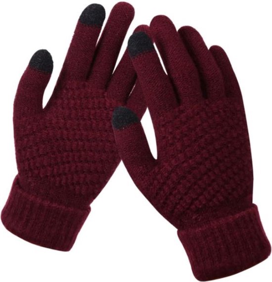 Jumada's - "Touchscreen-Handschoenen: Fluweel-Bordeaux-Rood, One-Size, Stretch, Mobiel, Heerlijk-Warm - De Winterfavoriet!"
