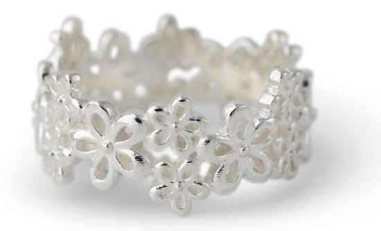 Belle bague large en argent Fleurs, Ring de bijoux Carmen taille 60 = 19,00 mm.