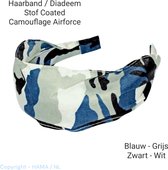 Haarband Diadeem - Camouflage / Leger / Airforce Print stoffen Cover- Blauw Grijs Zwart Wit - 1 stuks - Volwassenen Tieners - Kinderen - Casual - Carnaval - Zomerfeesten - Themafeest