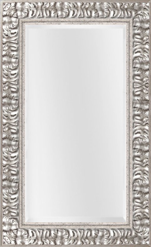 Spiegel Barok zilver - Santino Zilver Buitenmaat 77x169 cm hoog of breed ophangen - Passpiegel in kleedkamer, hal of slaapkamer - Brede wandspiegel boven kast of bank in woonkamer