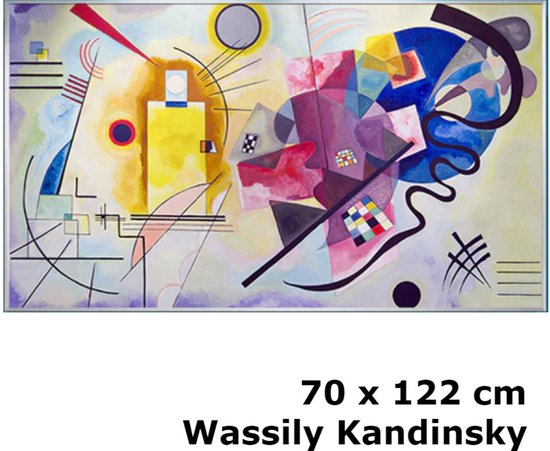 Allernieuwste.nl® Canvas Schilderij * Wassily Kandinsky YELLOW RED AND BLUE * - Moderne Kunst aan je Muur - Grote Replica - Kleur - 75 x 120 cm