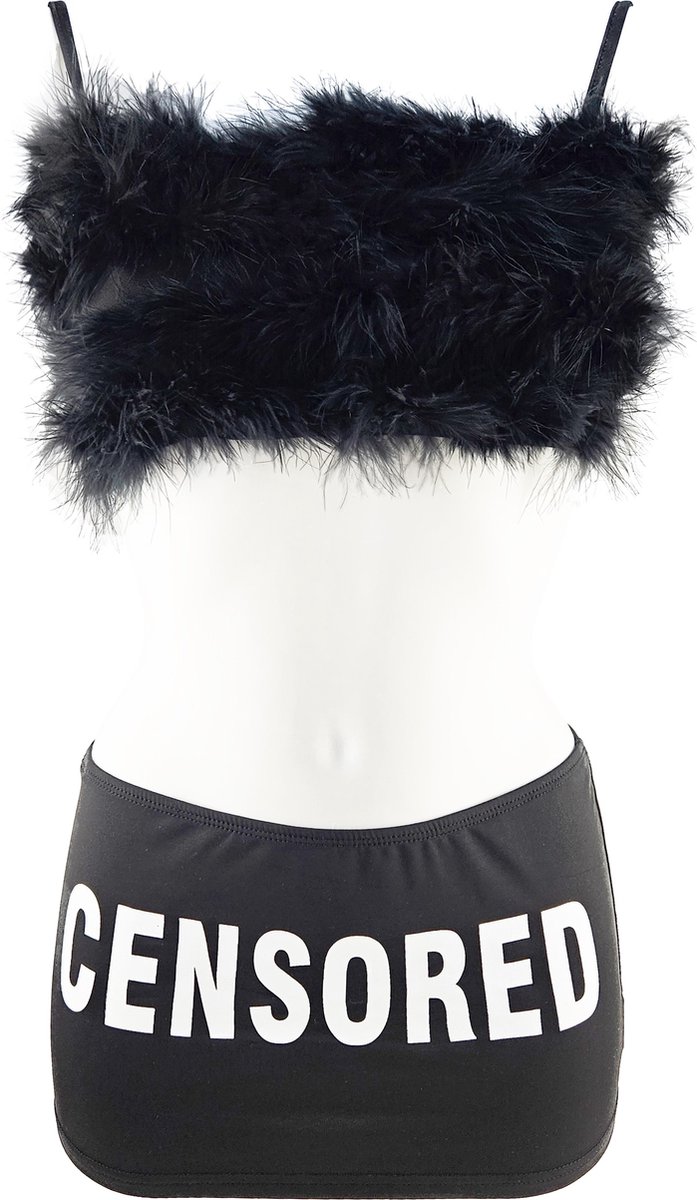 Goedkoopste BamBella ® Sexy Erotische Kleding set - - 2 delig pak zwart met veren
