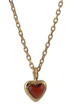 Magnifique collier en argent plaqué or 18 carats avec pendentif coeur grenat | Chaîne |
