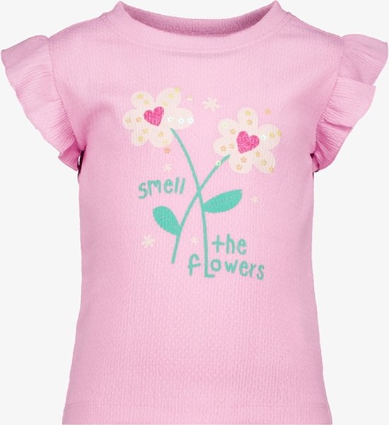 TwoDay meisjes T-shirt roze met bloemen - Maat 122/128
