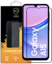 Samsung Galaxy A15 Screenprotector - MobyDefend Gehard Glas Screensaver - Zwarte Randen - Screen Protector - Glasplaatje Geschikt Voor Samsung Galaxy A15