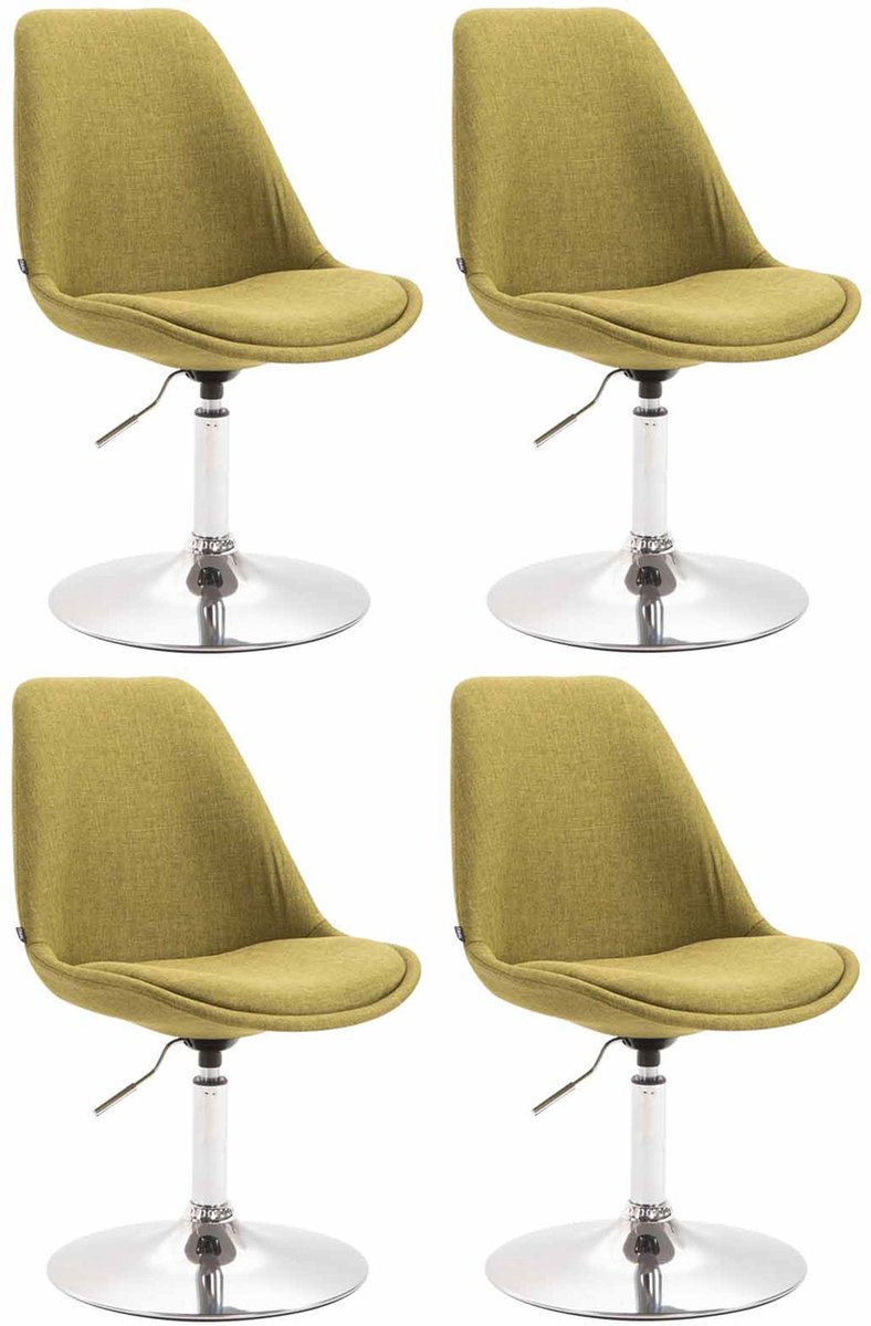 CLP Maverick Set van 4 Eetkamerstoelen - Stof groen chroom