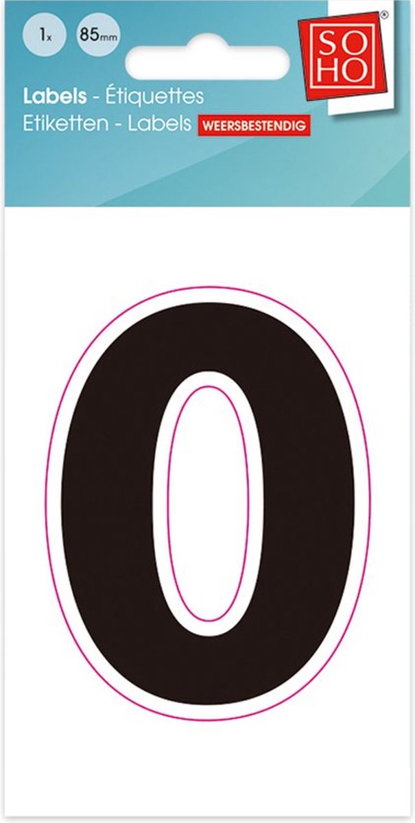 Plakcijfer - Nummer Sticker - 0 - Weerbestendig 8,5 cm hoog - Zwart