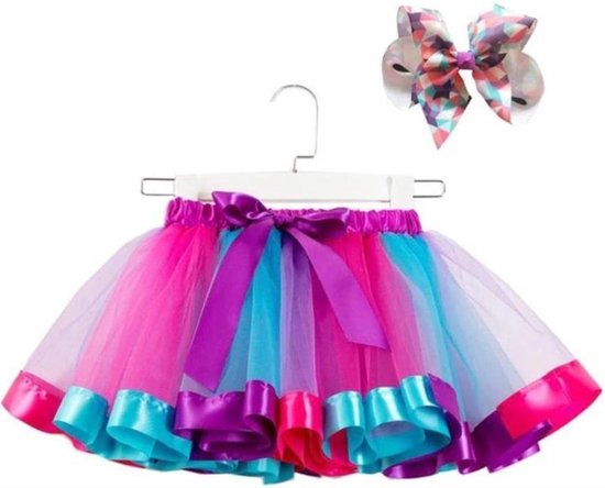 Jumada's - Regenboog Tutu Rok voor Meisjes - Maat S (3 mnd - 2 jaar) - Inclusief Haarstrik - Perfect voor Feestjes en Dans - Meisjeskleding - Kinderkleding