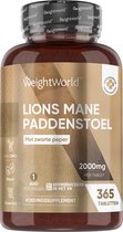 WeightWorld Lions Mane Paddenstoelen - 2000 mg - 365 Lion's Mane tabletten voor 1 jaar voorraad