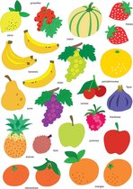 Stickers - Fruit - Diverse Soorten - Scrapbook Hobby DIY - 2 Stickervellen - 2.4-4cm - 46 Stuks