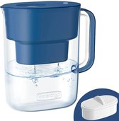 Waterfilterkan met 1×90 dagenfilter, 3,5 liter, vermindert kalkaanslag, chloor, lood, koper in water, NSF-gecertificeerd, BPA-vrij, Klassiek blauw