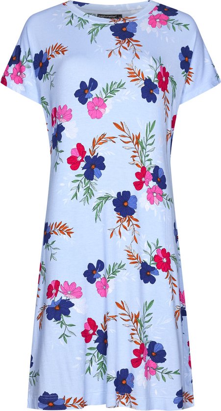 Nachthemd bloemenpatroon Pastunette - Blauw - Maat - 48