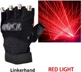 Laser handschoen - led gloves red - lichtgevende handschoen - led kleding - Oplaadbare laserlamp - kleur laserhandschoen rood - Links