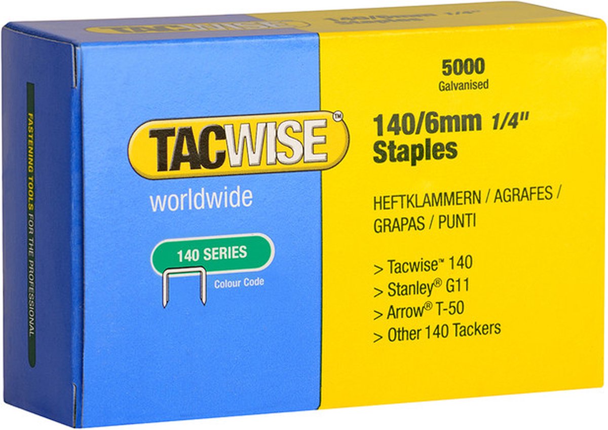 Tacwise nieten voor tacker - Type 140 - 6 mm - Gegalvaniseerd - 5000 stuks