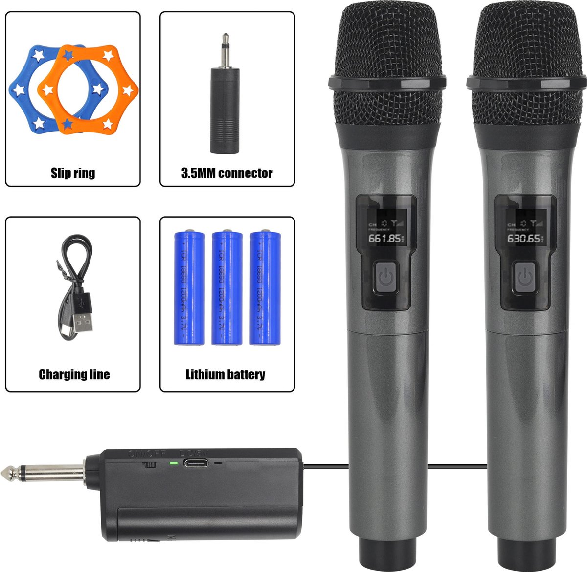 Set van 2 Draadloze Microfoons - Plug In Ontvanger