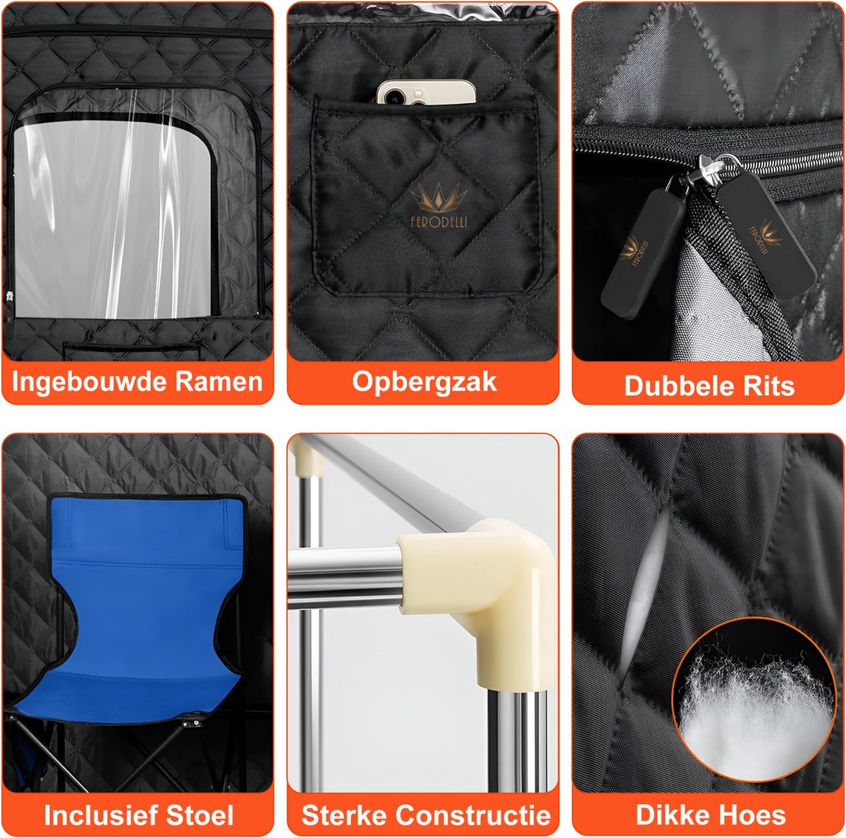 Ferodelli Draagbare Mobiele Sauna - Stoomcabine - Sauna Deken - Sauna Tent - Portable - Stoomsauna - Sauna Badjas - Inclusief Stoel & Generator thumbnail 4