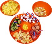 3 stuks Oranje Party/snack/tapas schalen + 3 stuks Oranje chips bakjes - EK2024 - voetbal
