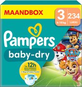 Pampers Baby-Dry - Paw Patrol-editie - Maat 3 (6kg-10kg) - 234 Luiers - Maandbox