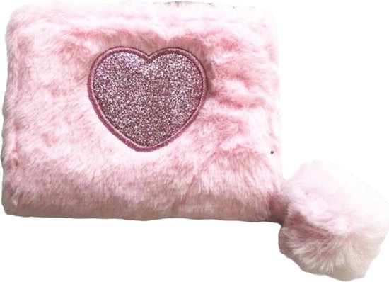 Fabs World portemonnee fluffy roze hart