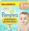 Pampers Premium Protection - Taille 3 (6kg - 10kg) - 204 Couches - Boîte Mensuelle