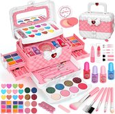 Make up Koffer Meisjes - Kinder Speelkoffer met Inhoud - Make upset voor Kinderen - Wit met Roze - Voor jouw Prinsesje