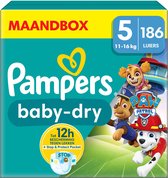 Pampers Baby-Dry - Paw Patrol-editie - Maat 5 (11kg-16kg) - 186 Luiers - Maandbox
