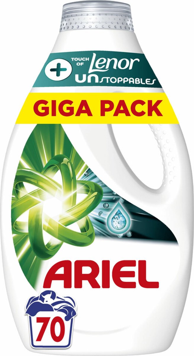 Goedkoopste 4x Ariel Vloeibaar Wasmiddel Touch Van Lenor Unstoppables 70 Wasbeurten 3150 ml