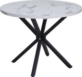 AllinShop® - Eettafel - Rond - Marmer - Tafel - Zwarte Poten - Eetkamer - Woonkamer - Keuken - Nordic Stijl - 76x100x100CM