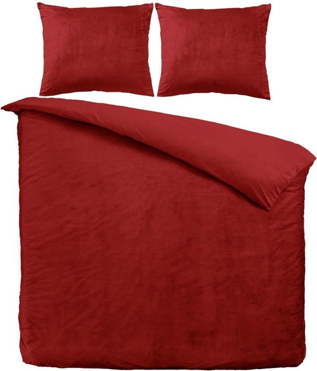 Beau Maison - Velvet Dekbedovertrek - Rood - 140 x 200/220 cm + 1 kussensloop