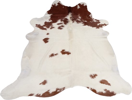 Koeienhuid vloerkleed Wit | Bruin | dikke kwaliteit koeienkleed | Ecologisch gelooide koeienvellen | Uniek gefotografeerde koeienhuiden