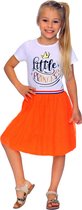 Oranje Meisjes T-shirt Jurk - T-shirtjurk - Little Princess - Voor o.a. Koningsdag - Holland - Maat: 110/116 - 5 tot 6 jaar