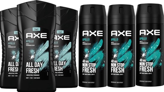 Axe Apollo MIX - 3x Apollo Douchegel & 3x Apollo Deo Spray