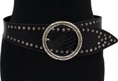 Thimbly Belts Afhang ceintuur zwart met studs - heren en dames riem - 5 cm breed - Zwart - Echt Nappa Leer - Taille: 90cm - Totale lengte riem: 105cm