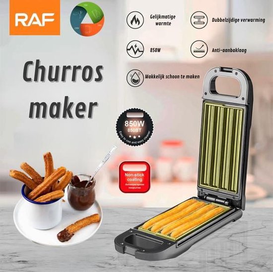 RAF Churros maker 850W - 4 Churros - Roteerfunctie - Indicitatielampje - Antibaklaag - Zwart van Raf — afbeelding 3