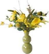 WinQ- Boeket Kunstbloemen in geel/groen combinatie - Boeket zijden bloemen - Frisse geel groene Voorjaarskleuren - Nepbloemen - Zijden bloemen - Exclusief vaas