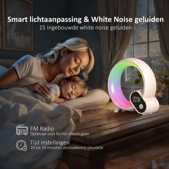 Evite White Noise Machine Wit – 30 geluiden, Nachtlamp & Rust