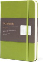 Ottergami Carnet A5 - Carnet Journal à Points - Papier Épais de Haute Qualité 150g/m² - 144 pages - Bullet Journal Green Diary - Couverture Cuir Vegan Vert - Hardcover