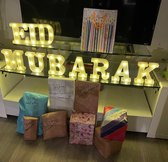 Lichtgevende Letters EID MUBARAK - 22 cm - Wit - LED