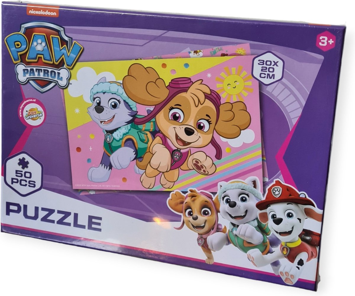 Paw Patrol legpuzzel paars 50 pcs vanaf 3+ | Paw Patrol Skye en Everest | Kinderpuzzel 50 stukjes | Kinderverjaardag