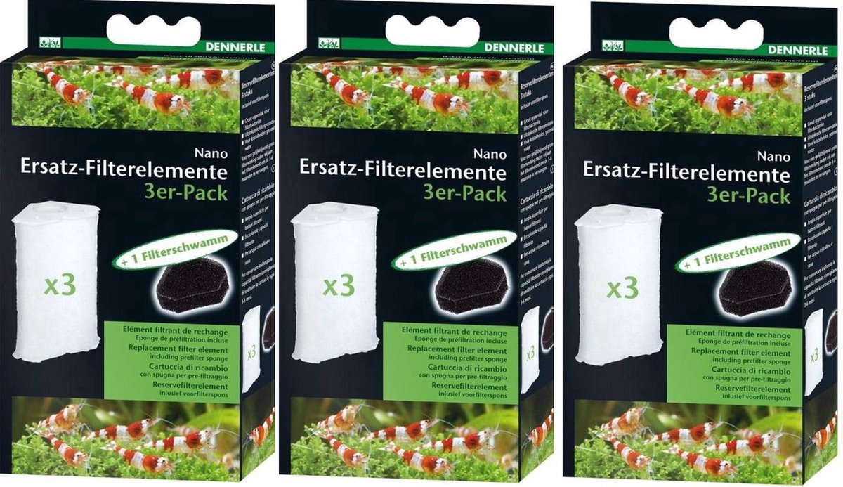 Dennerle - Nano - FilterElement - 3er-Pack - 3x 3 stuks - Voordeelverpakking
