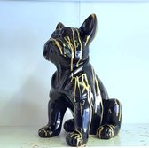Beeld franse Bulldog zwart goud