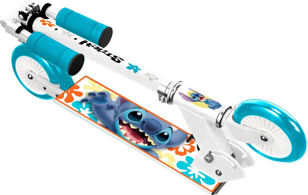 Disney Stitch 2-wiel Kinderstep Opvouwbaar Voetrem Wit/petroblauw — afbeelding 2